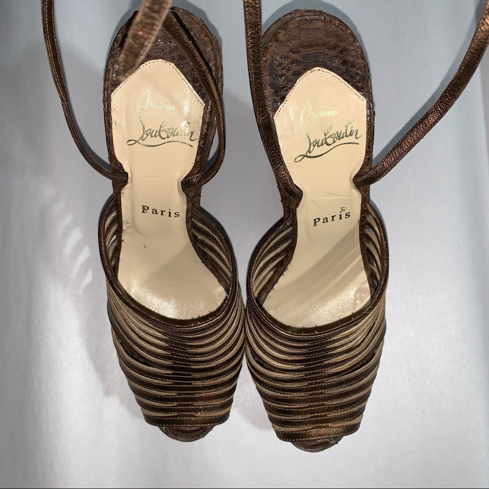 Christian Louboutin Size 37 Python Platform Wedge… - image 2